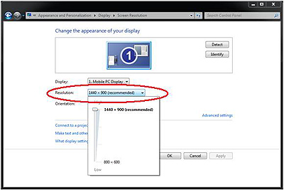 Windows 7 Screen Resolution Choices